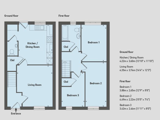 Floor plan, 3 bedroom house  - artist's impression subject to change